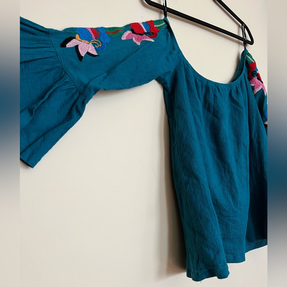 Va Va by Joy Han off the shoulder embroidered shirt